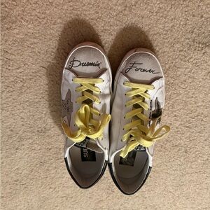 Golden Goose White and Yellow Sneakers